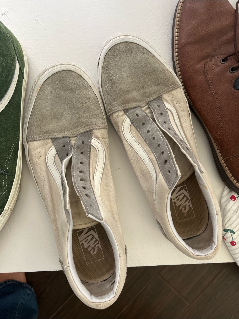 Vans Men’s Beige, Gray & White Suede Skate Sneakers